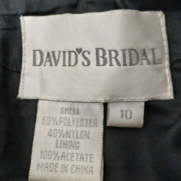 Davids Bridal Dress 10 Black Formal Halter Cross Back Full Embellished - Picture 9 of 10